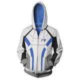 Mass Effect Game Tempest Sara Scott Ryder White Cosplay Unisex 3D Printed Hoodie Sweatshirt Jacket With Zipper