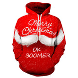 Merry Christmas Ok Boomer Santa Claus Red Unisex Adult Cosplay 3D Print Hoodie Pullover Sweatshirt