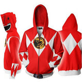 Power Rangers TV Jason Lee Scott Red Ranger Unisex Adult Cosplay Zip Up 3D Print Hoodies Jacket Sweatshirt