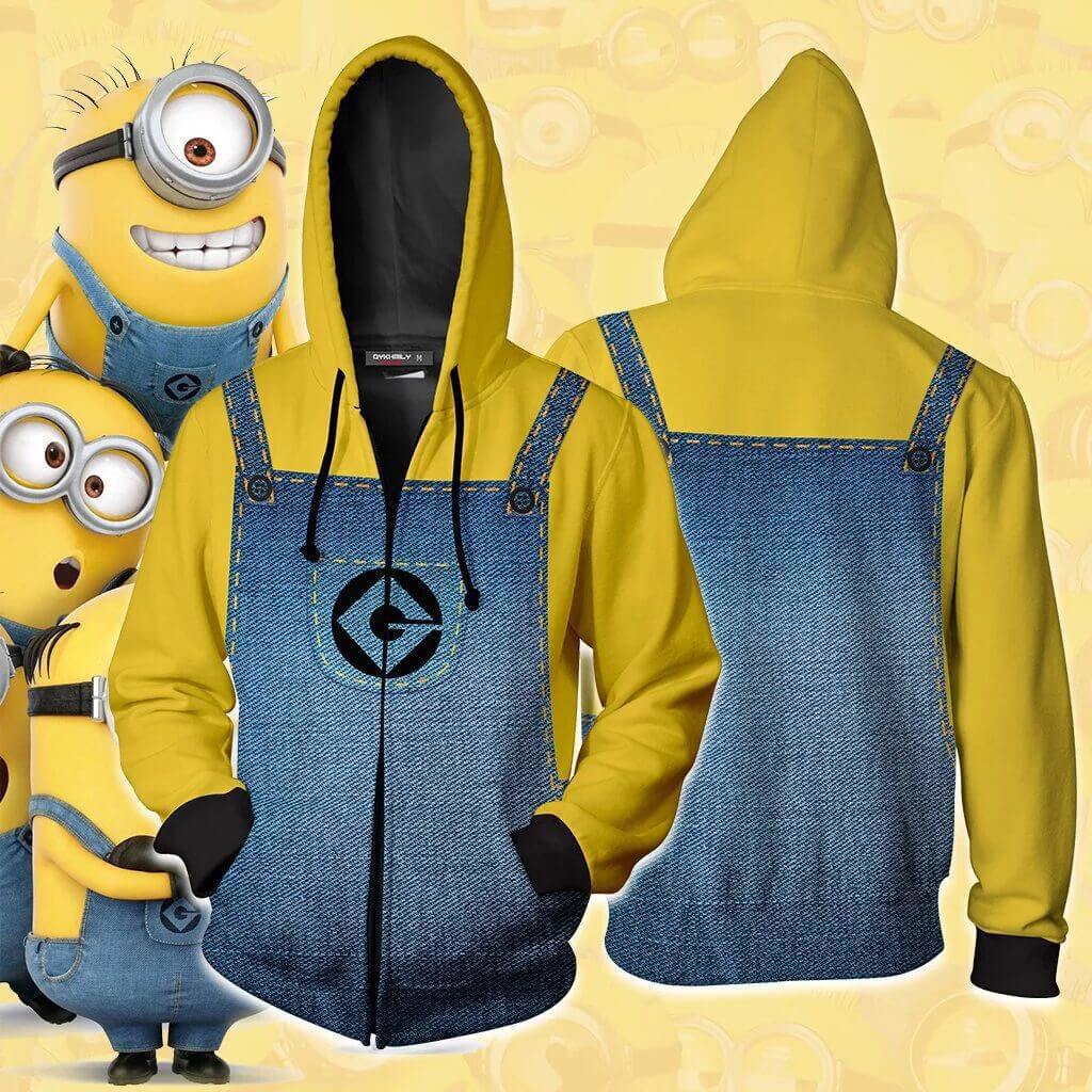 Minions Movie Stewart Kevin Bob Unisex Adult Cosplay Zip Up 3D Print Hoodies Jacket Sweatshirt