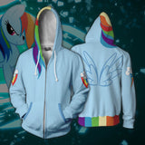 My Little Pony Friendship is Magic Anime Rainbow Dash Unisex Adult Cosplay Zip Up 3D Print Hoodies Jacket Sweatshirt