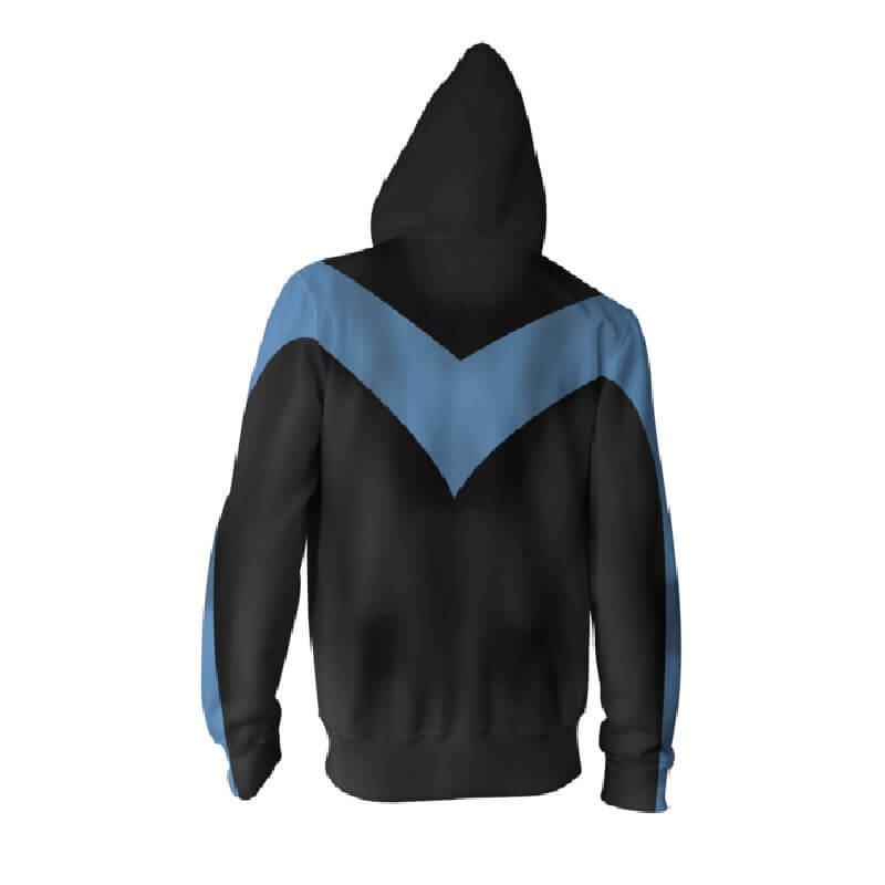 Nightwing Costume Dick Grayson Robin Anime Unisex Adult Cosplay 3D Print Zip Up Sweatshirt