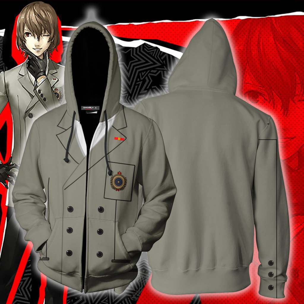 Persona 5 Game Goro Akechi Cosplay Unisex 3D Printed Hoodie Sweatshirt Jacket With Zipper