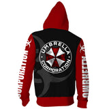 Resident Evil Umbrella Corps Game Umbrella Corporation Uniform Unisex Adult Cosplay Zip Up 3D Print Hoodie Jacket Sweatshirt