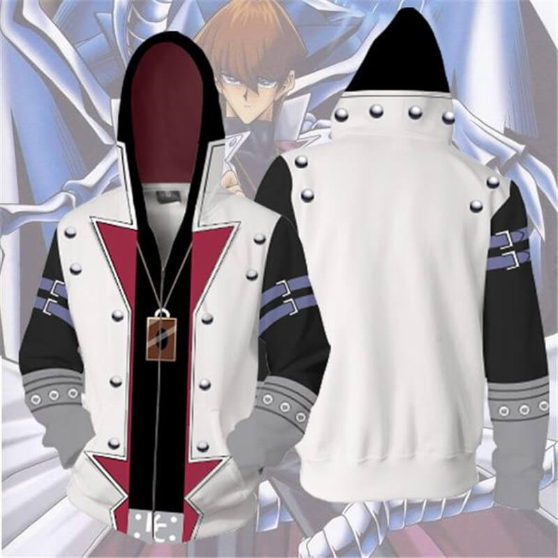 Yu-Gi-Oh! Duel Monsters Anime Seto Kaiba KaibaCorp Keeper White Dragon Unisex Adult Cosplay Zip Up 3D Print Hoodies Jacket Sweatshirt