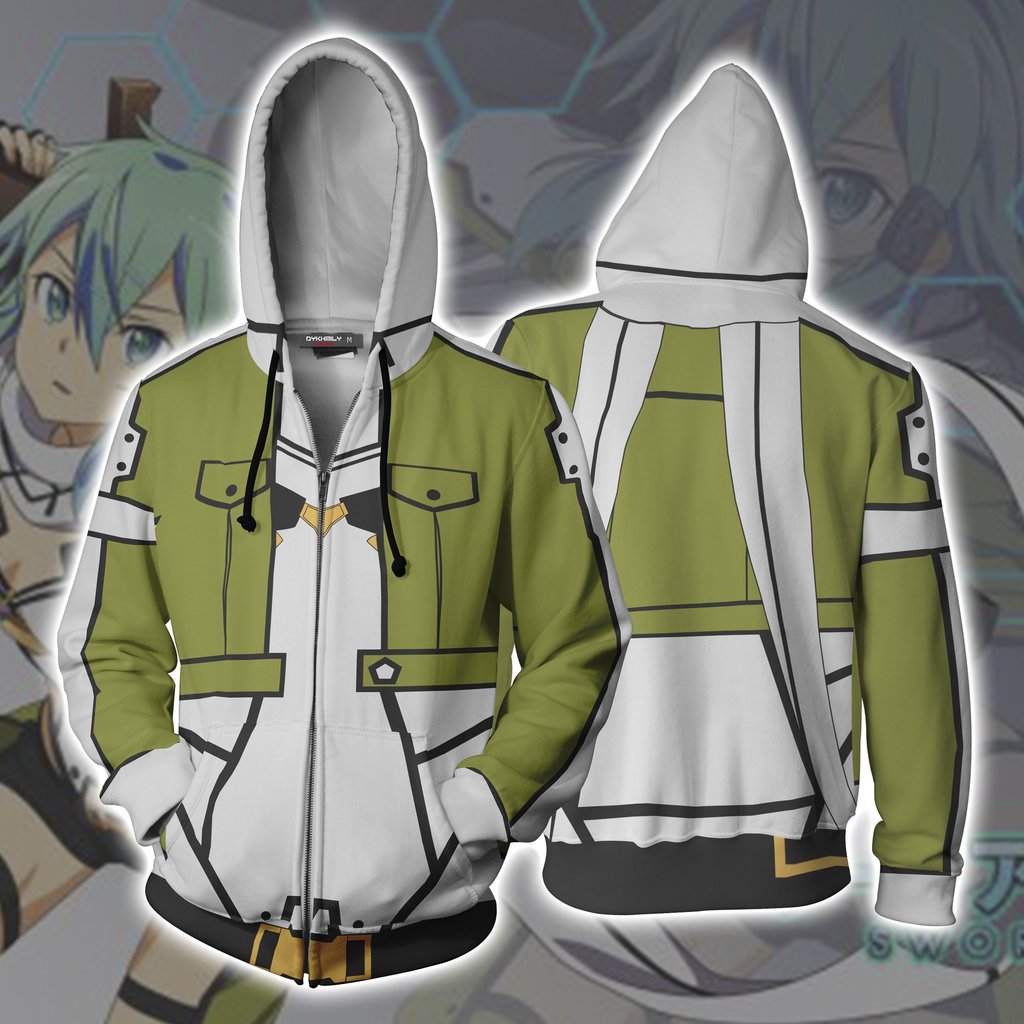 Sword Art Online SAO Anime Sinon Cosplay Unisex 3D Printed Hoodie Sweatshirt Jacket With Zipper