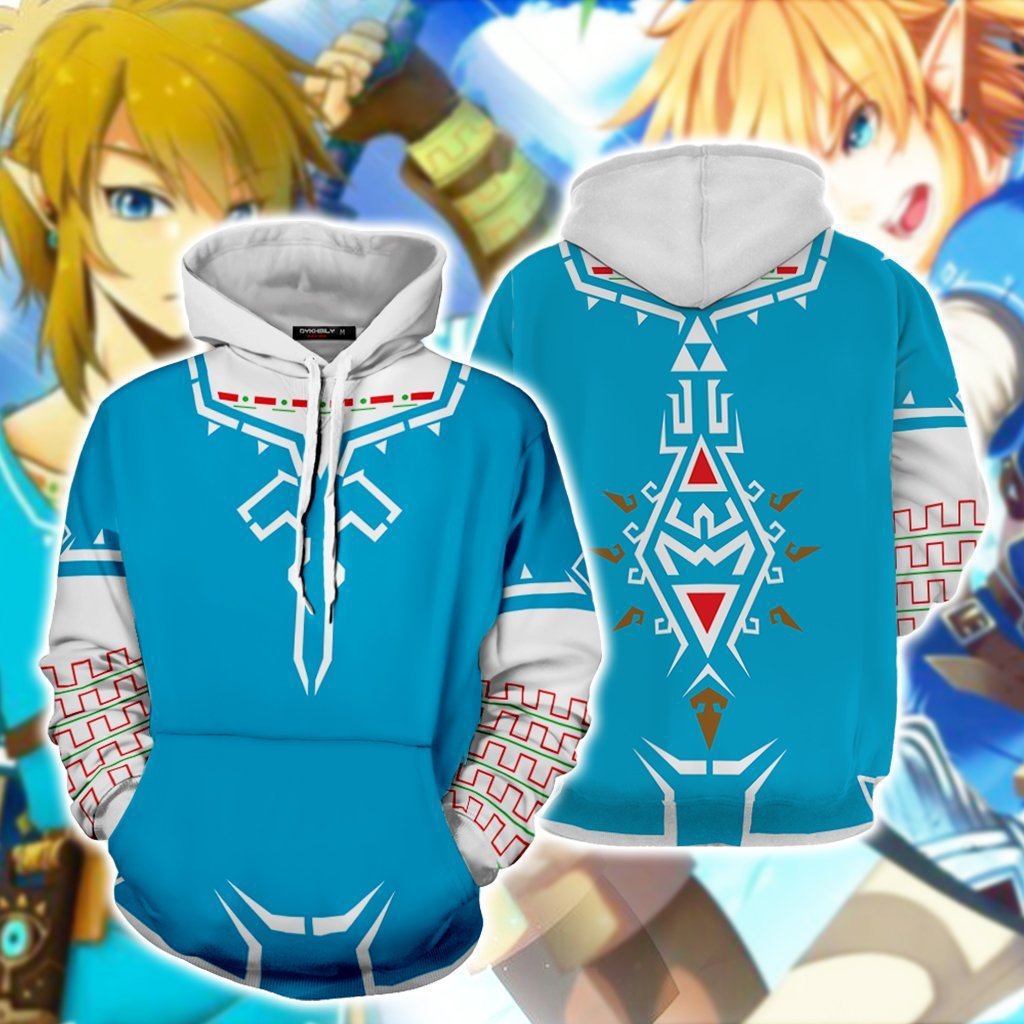 The Hyrule Fantasy The Legend of Zelda Game Link Blue New Unisex Adult Cosplay 3D Printed Hoodie Pullover Sweatshirt