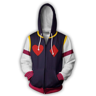 HUNTER×HUNTER Anime Hisoka Red Heart Cube Cosplay Unisex 3D Printed Hoodie Sweatshirt Jacket With Zipper
