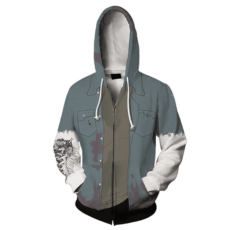The Last of Us Game Joel Unisex Adult Cosplay Zip Up 3D Print Hoodies Jacket Sweatshirt