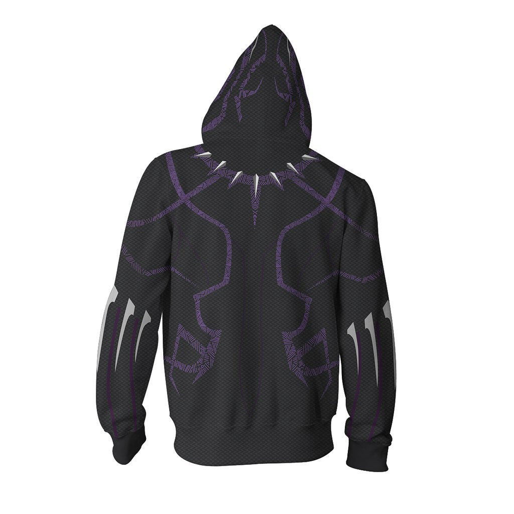 Avengers Movie T Challa Black Panther 4 Purple Cosplay Unisex 3D Printed Hoodie Sweatshirt Jacket With Zipper