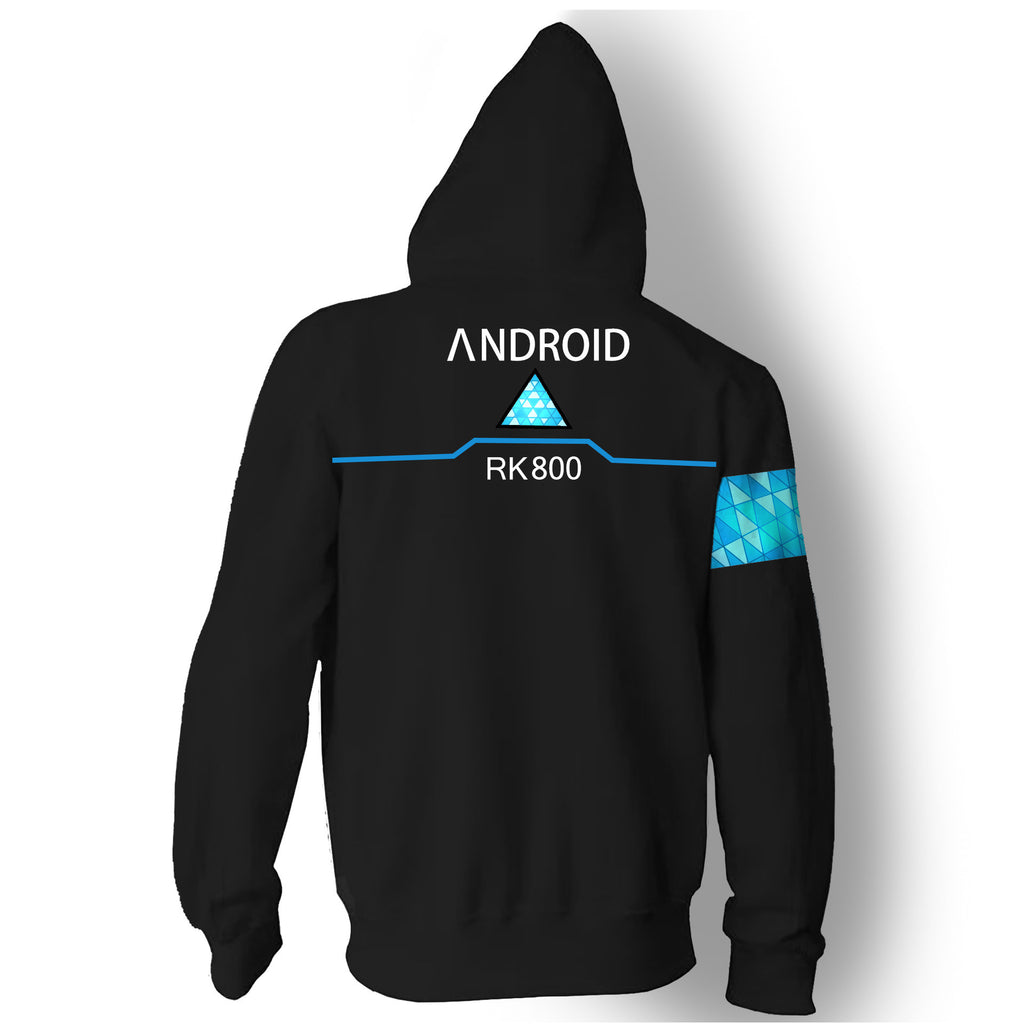 Detroit Become Human Game Connor RK800 Black Cosplay Unisex 3D Printed Hoodie Sweatshirt Jacket With Zipper