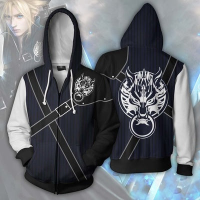 Final Fantasy 2 Game Cloud Strife Cosplay Unisex 3D Printed Hoodie Sweatshirt Jacket With Zipper