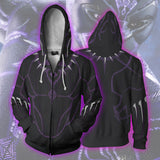 Avengers Movie T Challa Black Panther 4 Purple Cosplay Unisex 3D Printed Hoodie Sweatshirt Jacket With Zipper