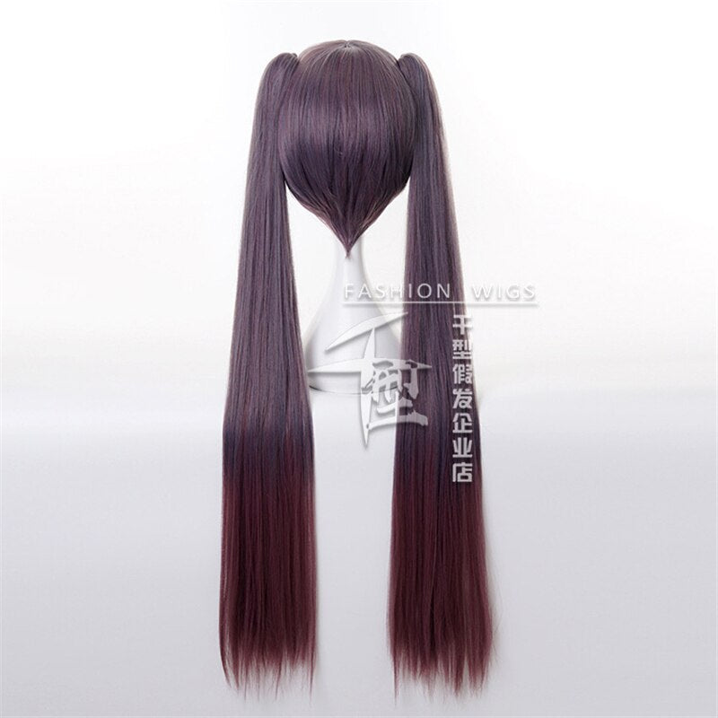 Game Genshin Impact Mona Megistus Astral Reflection Purple Twin Tail Hair Cosplay Wigs + Wig Cap