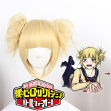 Anime My Hero Academia Boku no Hero Academia Himiko Toga Wig Short Blonde Costume Cosplay Wigs with 2 Buns + Wig Cap