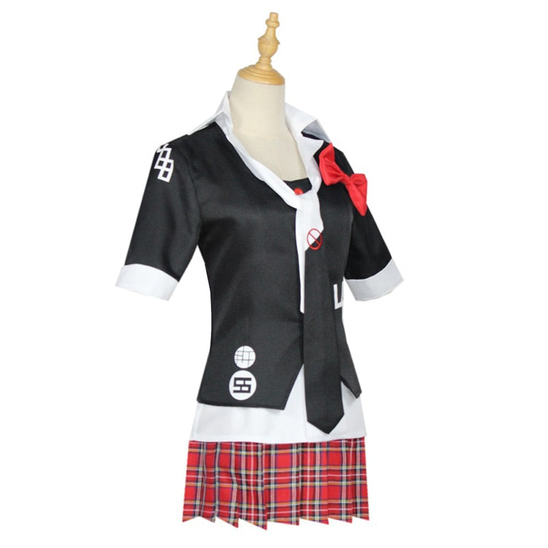 Danganronpa Enoshima Junko Cosplay Costume High School Student Uniform Cafe Work Clothes Short Skirt Ponytail Wig