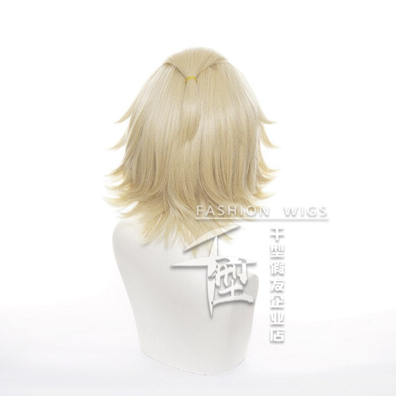Anime Tokyo Revengers Manjiro Sano Golden Wavy Heat Resistant Synthetic Hair Cosplay Wig + Wig Cap