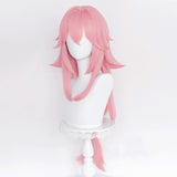 Genshin Impact Yae Guuji Cosplay 85cm Pink Cosplay Anime Cosplay Heat Resistant Synthetic Hair Wigs + Wig Cap