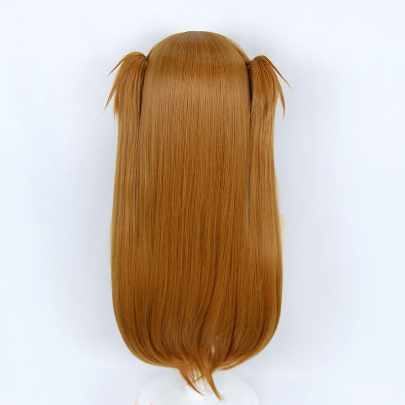 EVA Asuka Langley Soryu Long Orange Synthetic Hair Heat Resistant Anime Cosplay Wig+Wig Cap +2 Ponytail Clips Anime Accessories