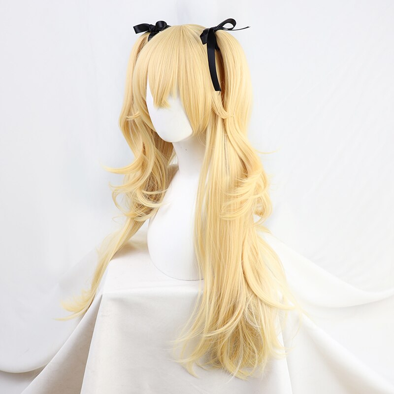 Genshin Impact Fischl Long Ponytails with Ribbon Cosplay Heat Resistant Synthetic Hair Cosplay Wigs + Wig Cap