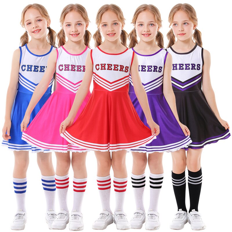 Girls Cheerleaders Cosplay Football Baby Dress Up Halloween Costume for Kids