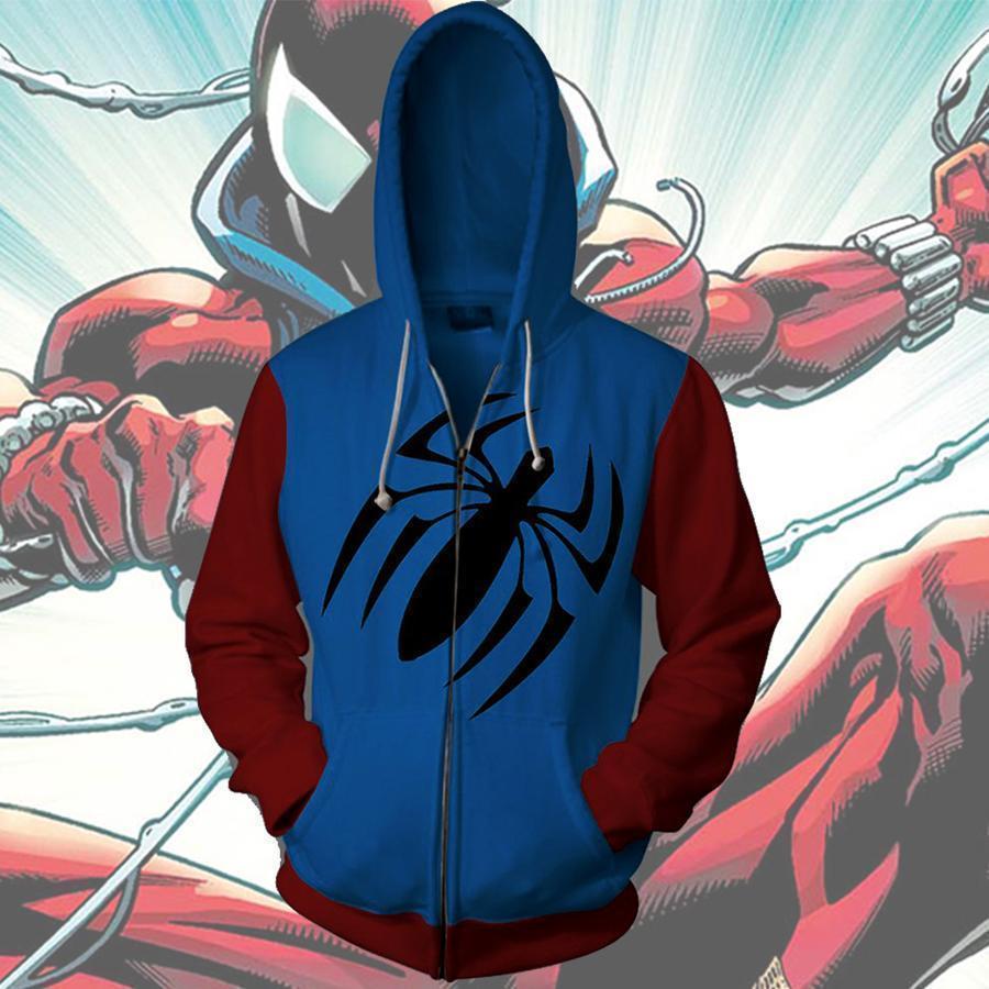 Spiderman Hoodies - Scarlet Spider Man Zip Up Hoodie