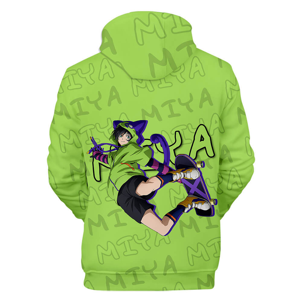 SK¡Þ Anime SK8 the Infinity Hardcore Skaters Miya Chinen Green Unisex Adult Cosplay 3D Print Hoodie Pullover Sweatshirt