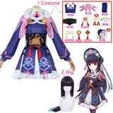 Game Genshin Impact Yun Jin Costume Halloween Anime Cosplay Double Ponytail Wig Glove Jewelry Red Cosmetic Contact Lens