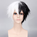 Anime Danganronpa Monokuma Dangan Ronpa Short White Black Synthetic Hair Halloween Party Cosplay Wigs + Wig Cap