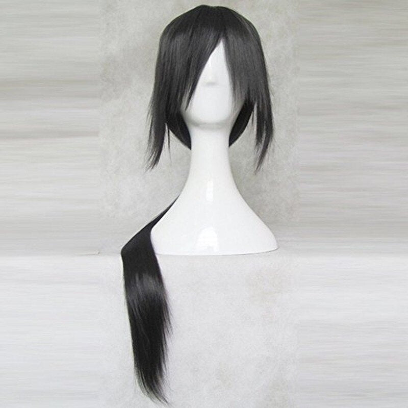 80cm Long Synthetic Cosplay Skunks Aph Black APH Yao Uchiha Itachi Costume Wigs + Wig Cap
