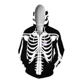 Skeleton Hoodie Unisex Adult 3D Print Zip Up Sweatshirt Jacket