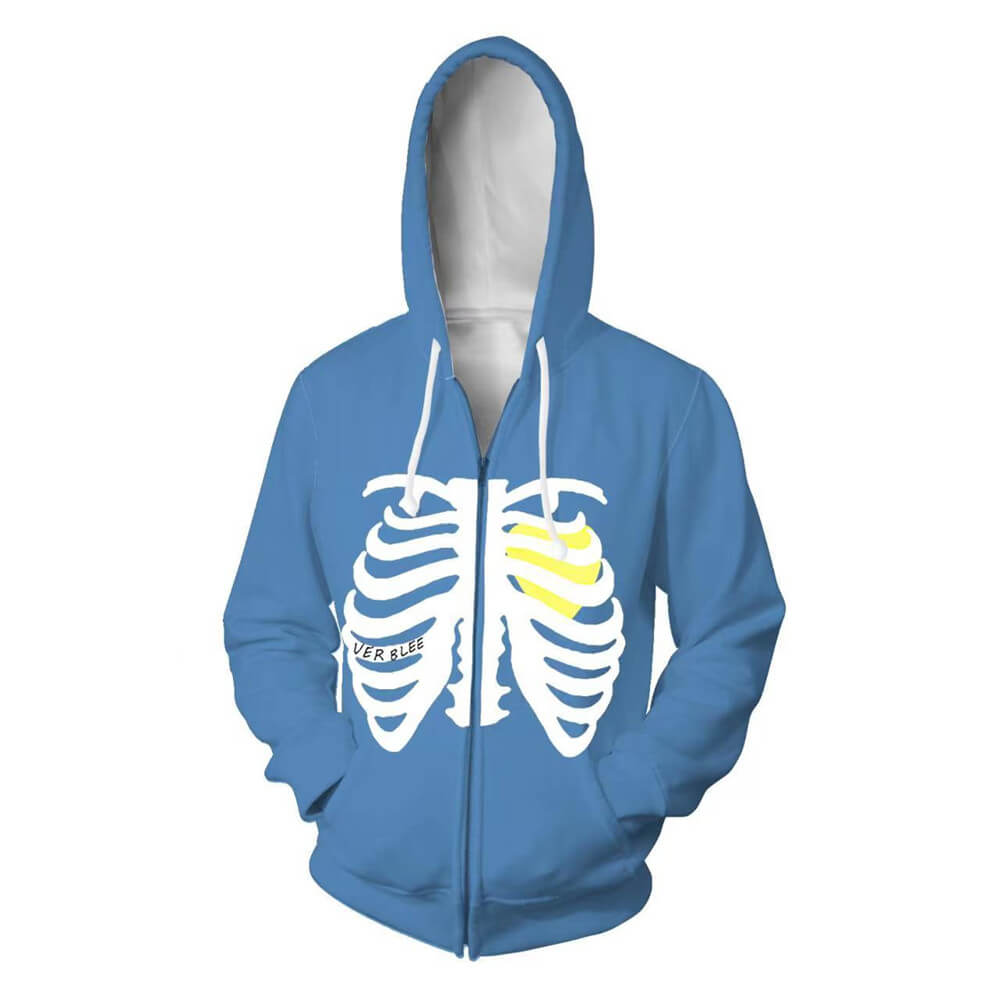 Skeleton Hoodie Unisex Adult 3D Print Zip Up Sweatshirt Jacket