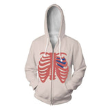 Skeleton Hoodie Unisex Adult 3D Print Zip Up Sweatshirt Jacket