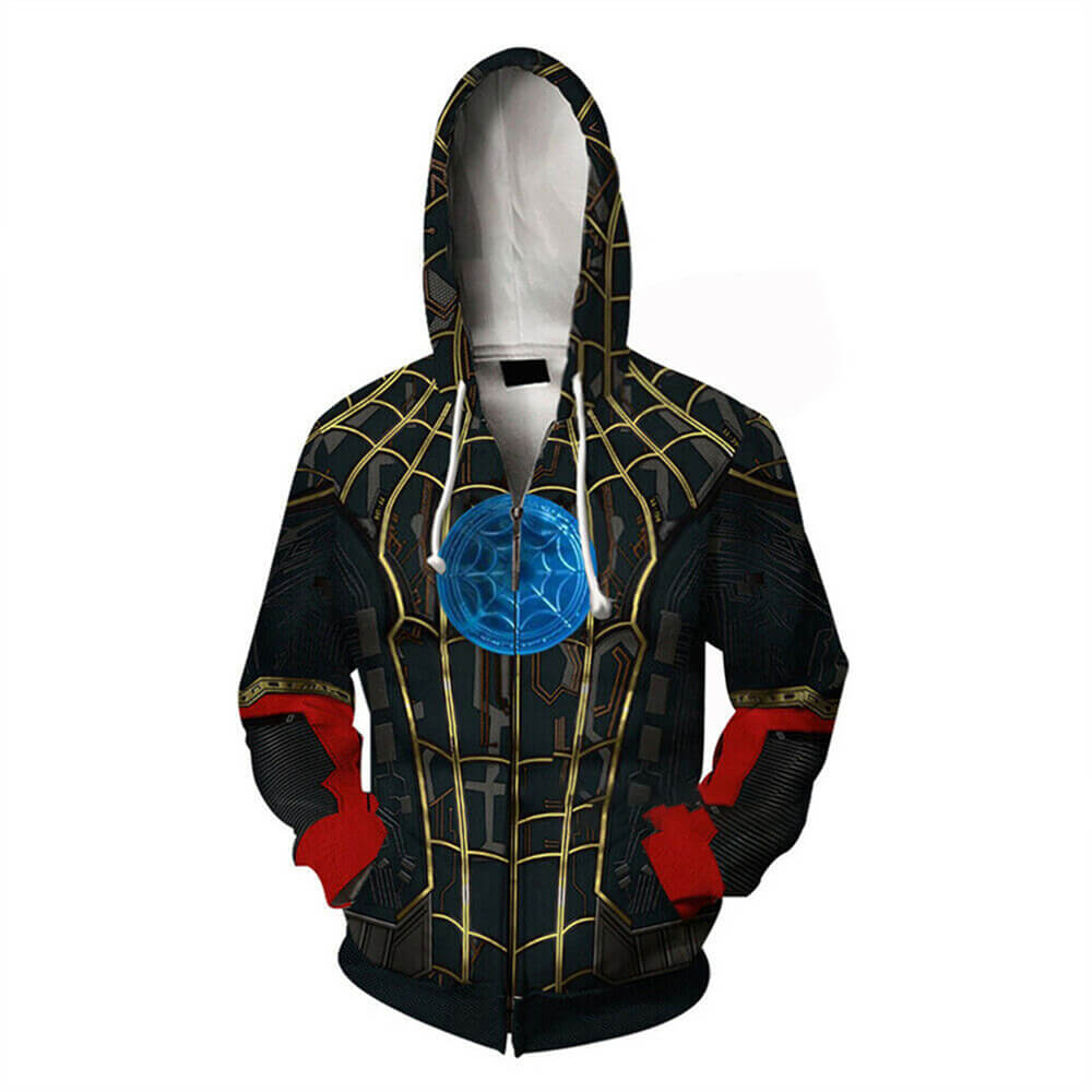 Spider-Man 3 Movie Black Spiderman Blue Heart Unisex Adult Cosplay Zip Up 3D Print Hoodies Jacket Sweatshirt