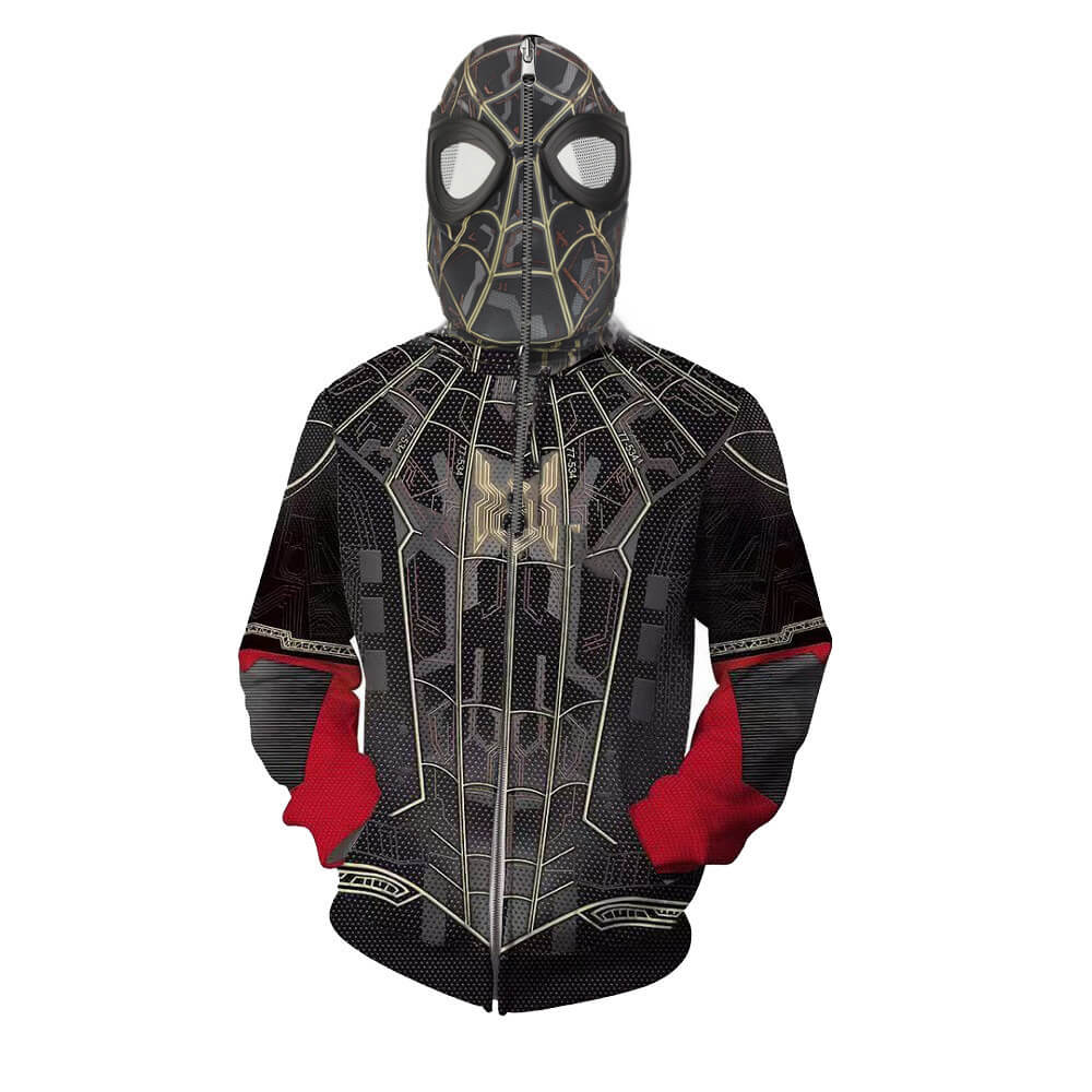 Spider-Man 3 Movie Black Spiderman Masked Unisex Adult Cosplay Zip Up 3D Print Hoodies Jacket Sweatshirt