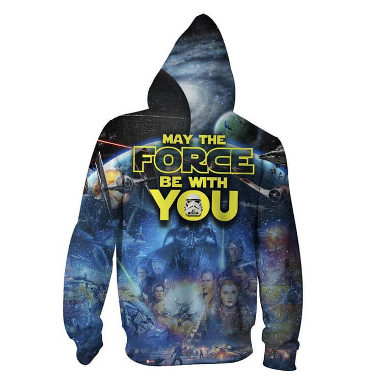 Star Wars Movie MAY THE FORCE BE WITH YOU Adult Unisex Zip Up 3D Print Hoodies Jacket Sweatshirt