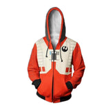 Star Wars Movie Poe Dameron Fighter Pilot Unisex Adult Zip Up 3D Print Hoodies Jacket Sweatshirt