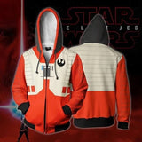 Star Wars Movie Poe Dameron Fighter Pilot Unisex Adult Zip Up 3D Print Hoodies Jacket Sweatshirt