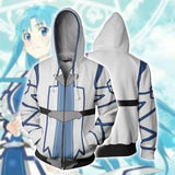Sword Art Online Anime Yuuki Asuna Erika Suteishia Unisex Adult Cosplay Zip Up 3D Print Hoodies Jacket Sweatshirt
