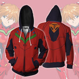 Neon Genesis Evangelion EVA Cartoon Anime Asuka Langley Soryu 02 Red Unisex Adult Cosplay Zip Up 3D Print Hoodies Jacket Sweatshirt