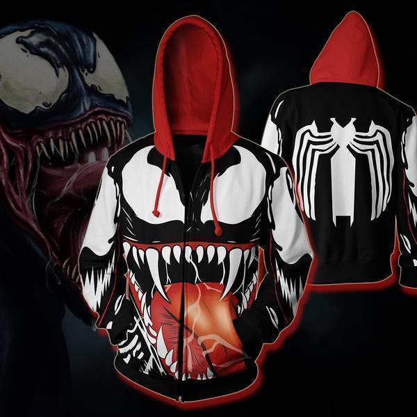 Venom Hoodies - Venom 3D Zip Up Hoodie