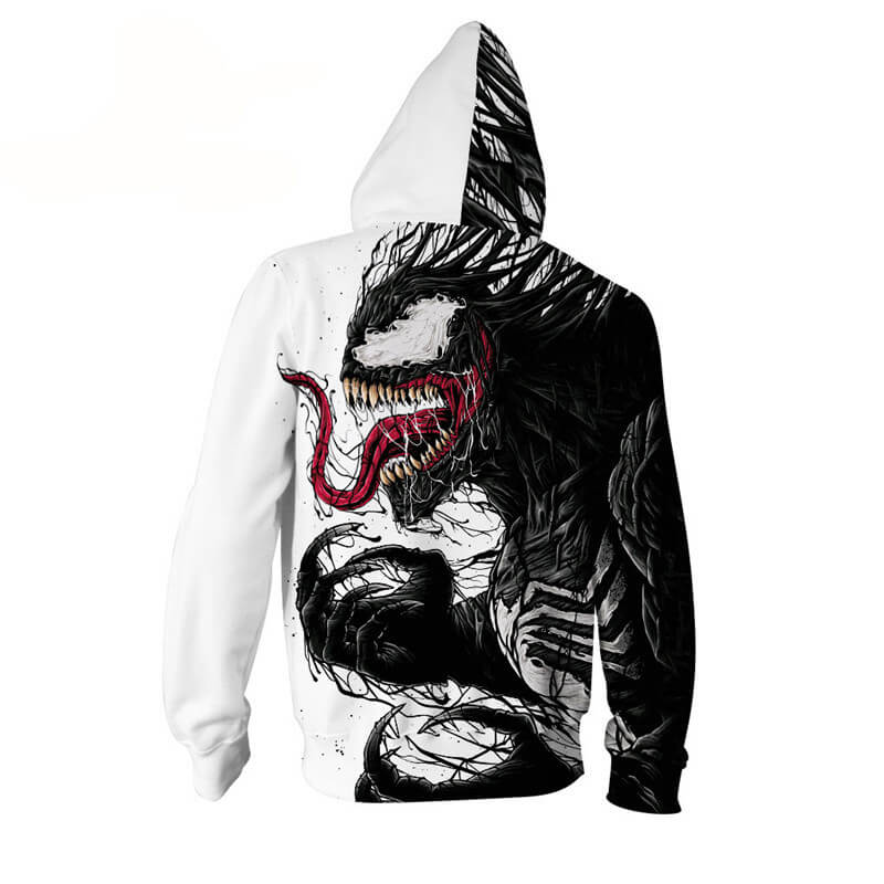 Venom Movie Brock Eddie 4 White Unisex Adult Cosplay Zip Up 3D Print Hoodies Jacket Sweatshirt