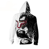 Venom Movie Brock Eddie 4 White Unisex Adult Cosplay Zip Up 3D Print Hoodies Jacket Sweatshirt