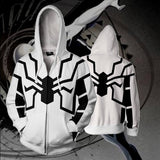 White Future Foundation Spider-man Movie Spiderman Unisex Adult Cosplay Zip Up 3D Print Hoodies Jacket Sweatshirt