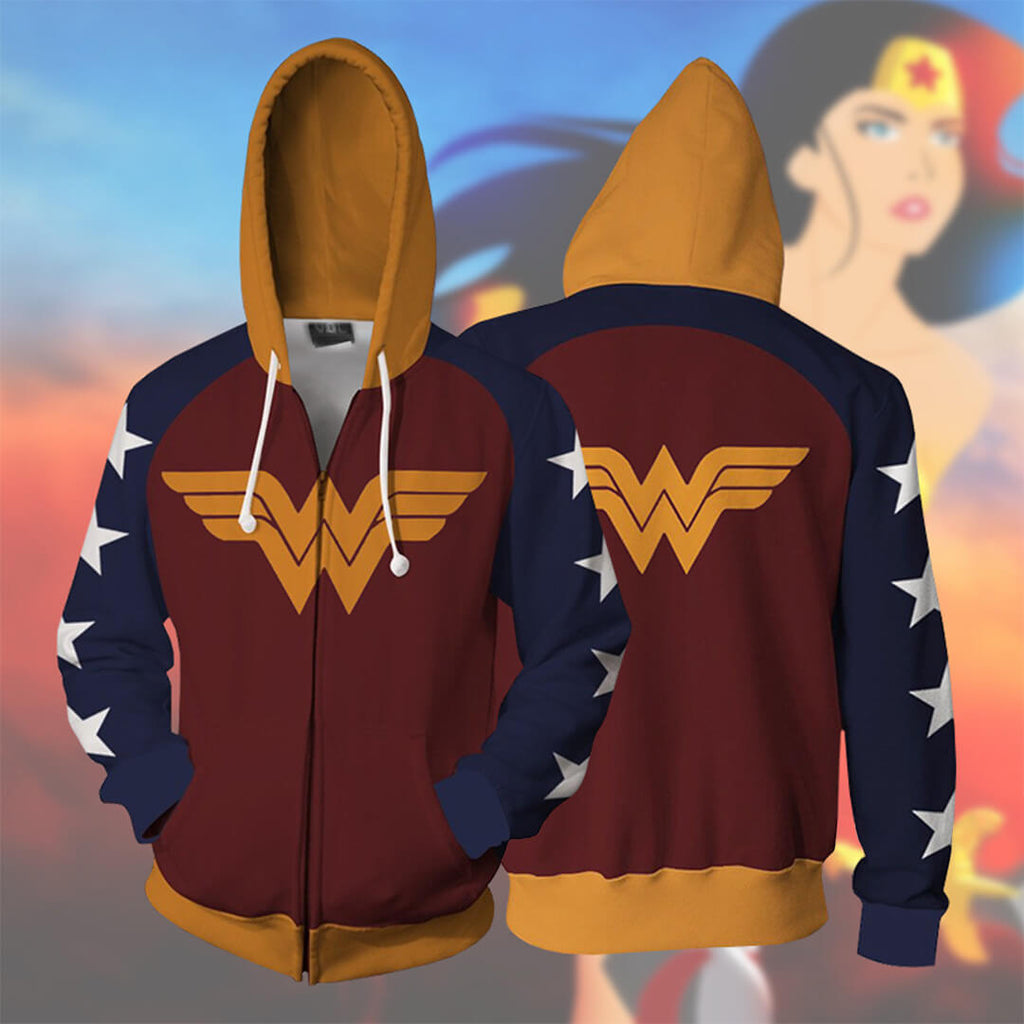 Wonder Woman Movie Diana Prince Unisex Adult Cosplay Zip Up 3D Print Hoodies Jacket Sweatshirt