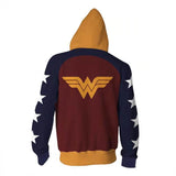 Wonder Woman Movie Diana Prince Unisex Adult Cosplay Zip Up 3D Print Hoodies Jacket Sweatshirt