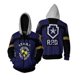 Resident Evil Game Leon Scott Kennedy RPD Cosplay Unisex 3D Printed Hoodie Sweatshirt Jacket With Zipper