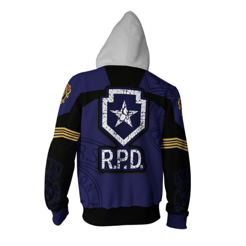 Resident Evil Game Leon Scott Kennedy RPD Cosplay Unisex 3D Printed Hoodie Sweatshirt Jacket With Zipper